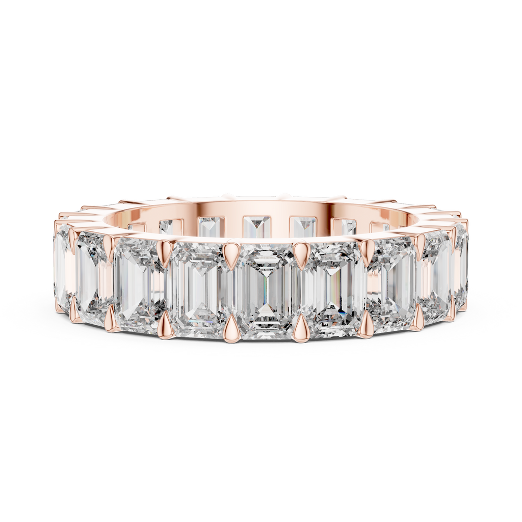 Emerald Cut Lab Diamond Eternity Wedding Band