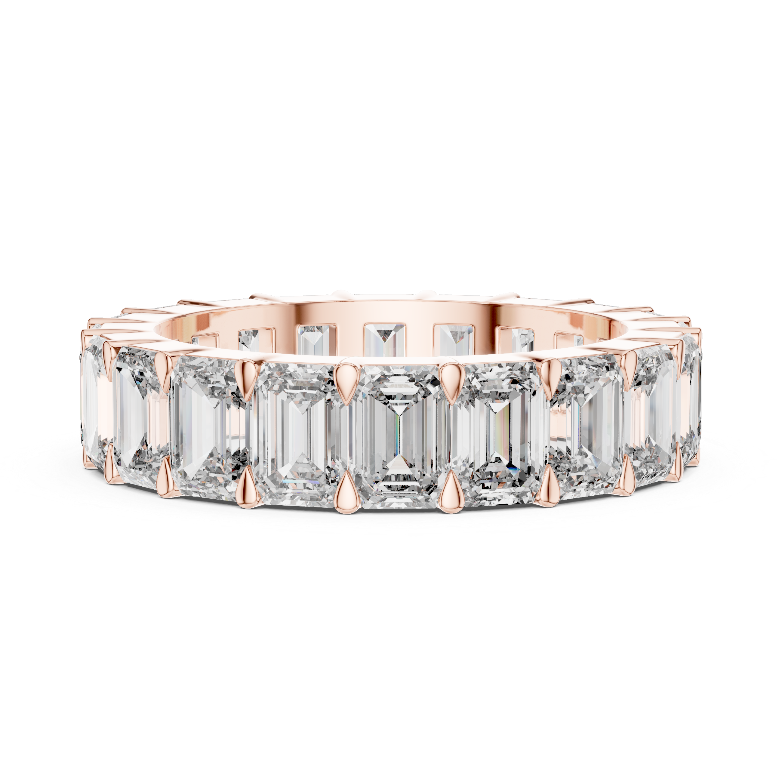 Emerald Cut Lab Diamond Eternity Wedding Band