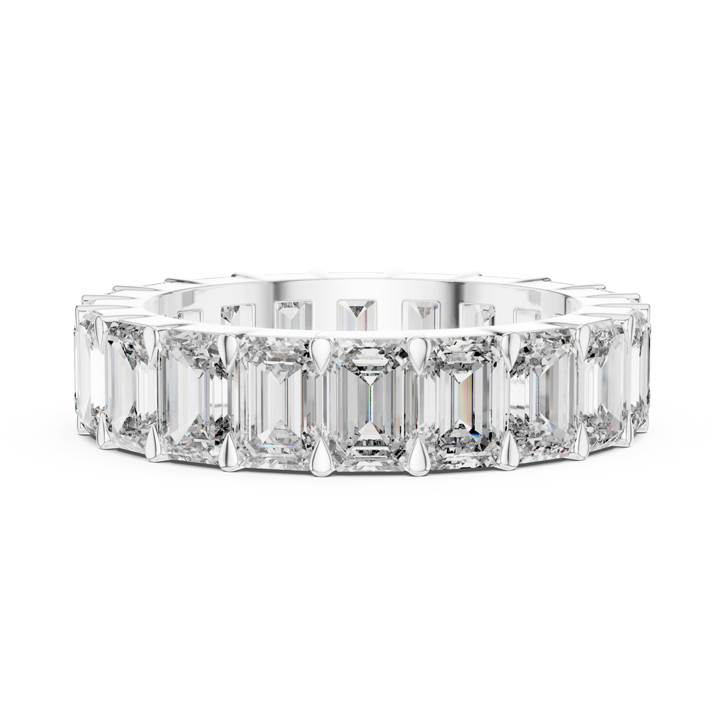 Emerald Cut Lab Diamond Eternity Wedding Band
