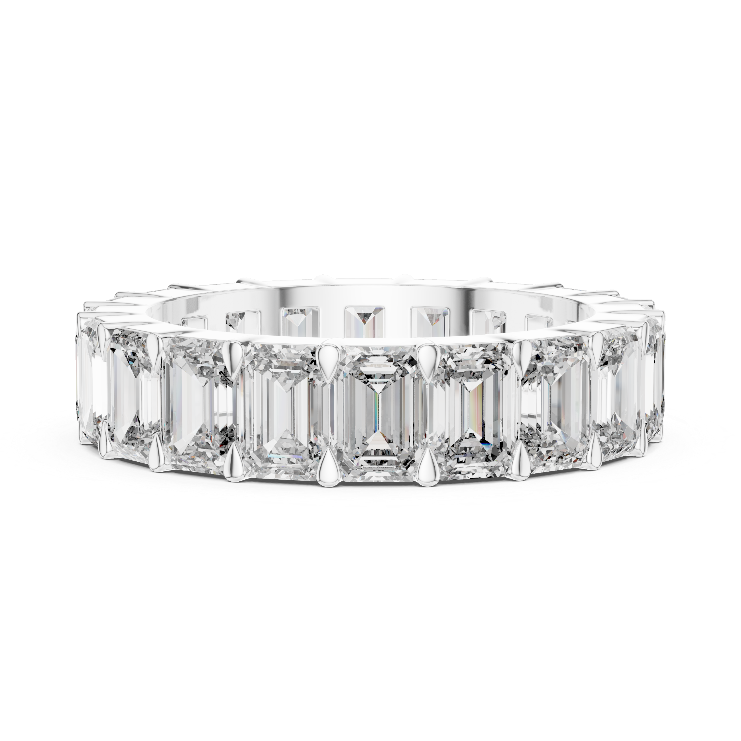 Emerald Cut Lab Diamond Eternity Wedding Band