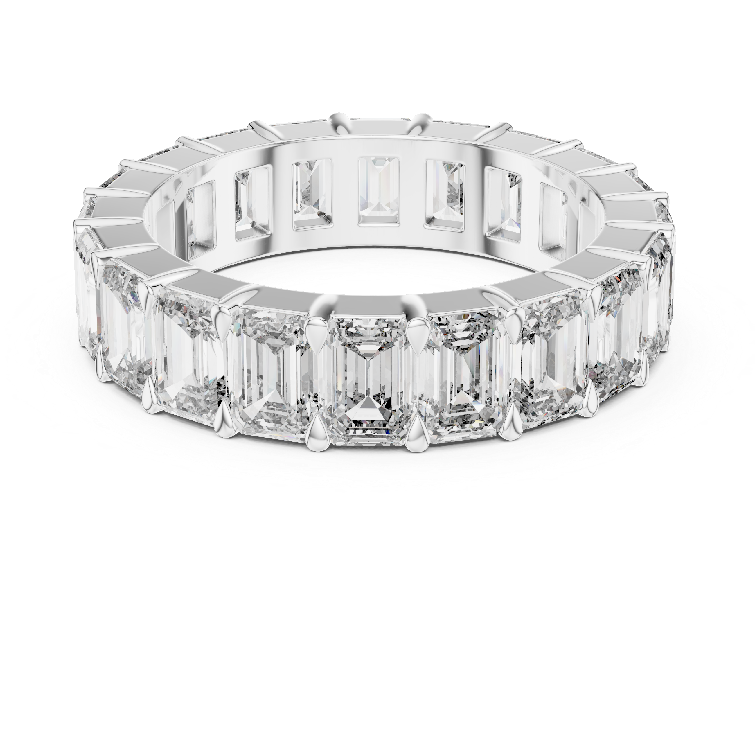 Emerald Cut Lab Diamond Eternity Wedding Band