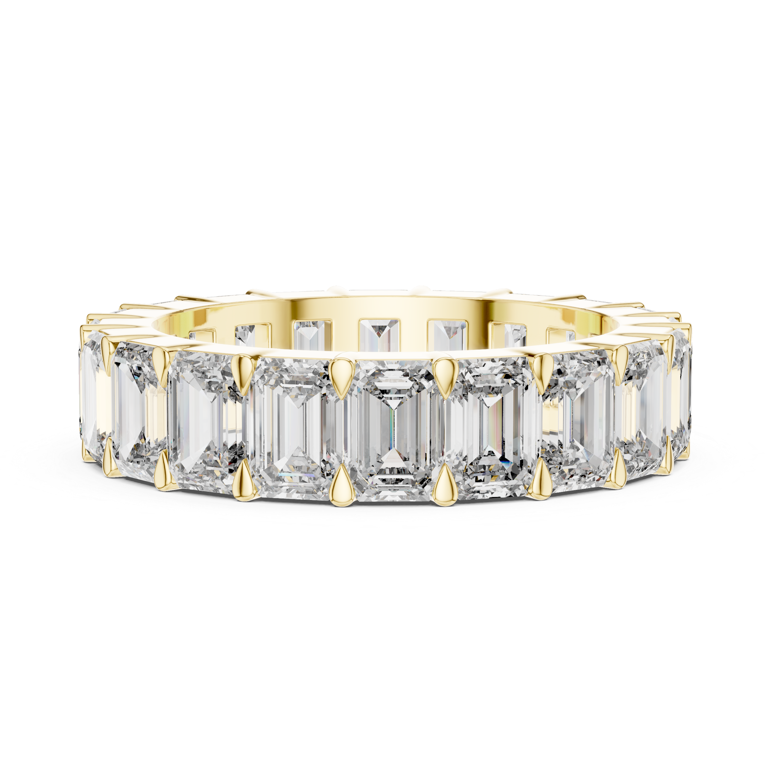 Emerald Cut Lab Diamond Eternity Wedding Band