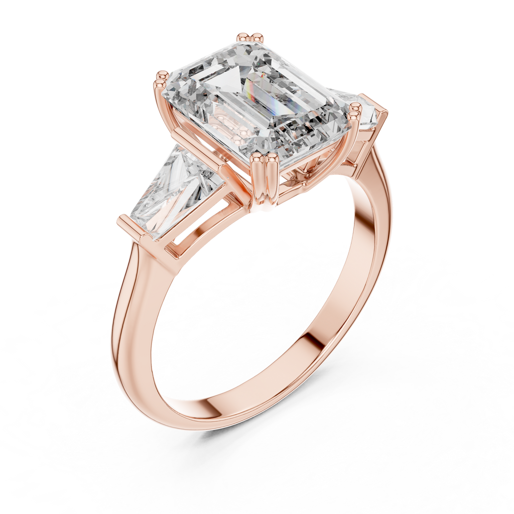 Princess Cut Lab Diamond Three Stone Engagement Ring