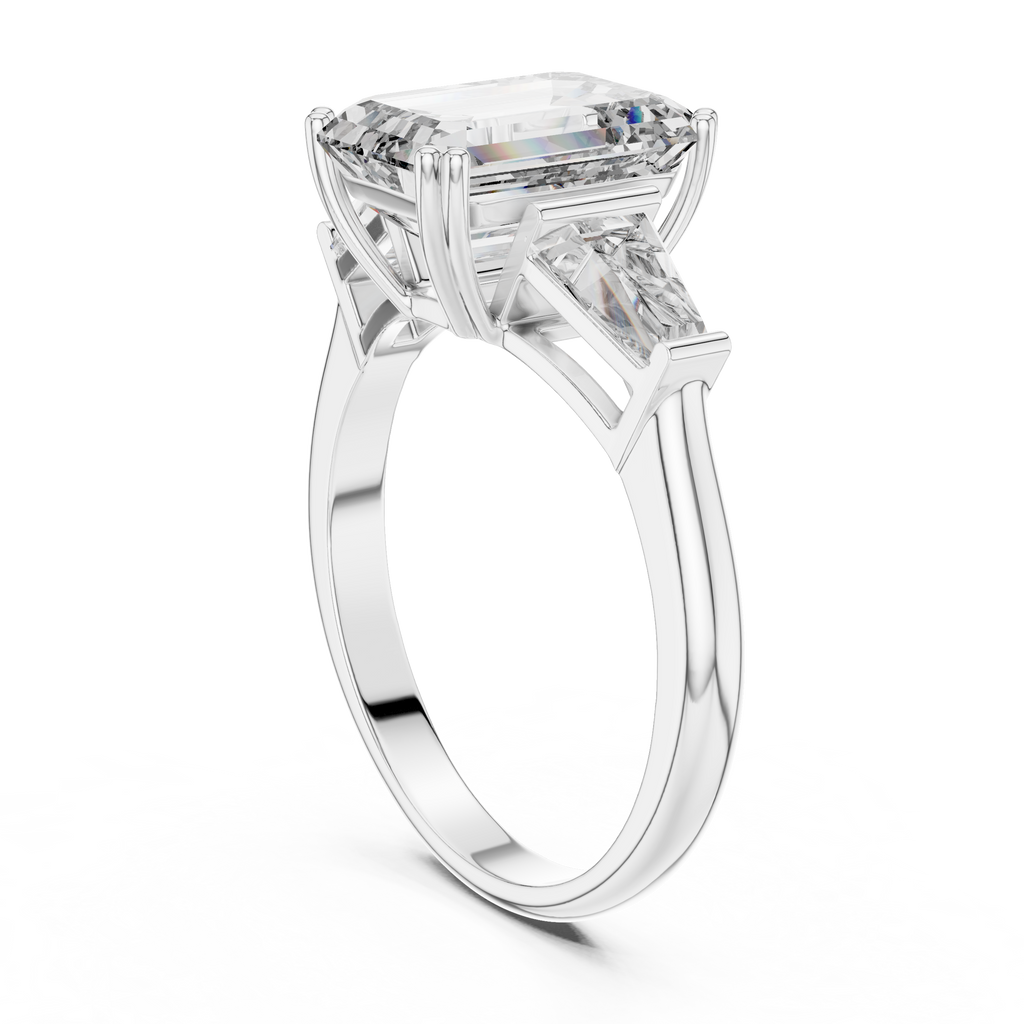 Princess Cut Lab Diamond Three Stone Engagement Ring