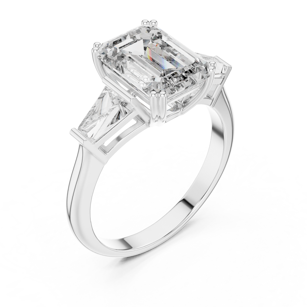 Princess Cut Lab Diamond Three Stone Engagement Ring