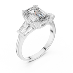 Princess Cut Lab Diamond Three Stone Engagement Ring