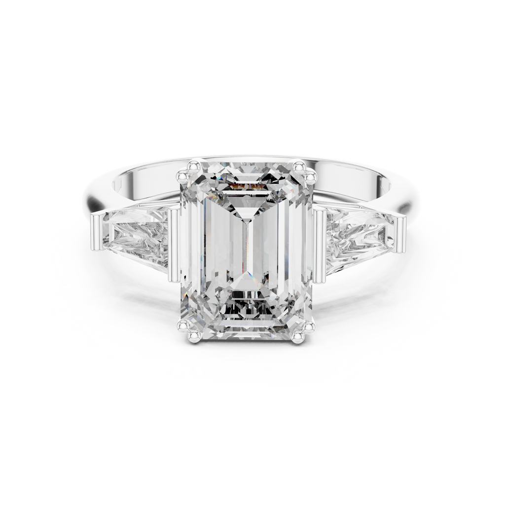 Princess Cut Lab Diamond Three Stone Engagement Ring