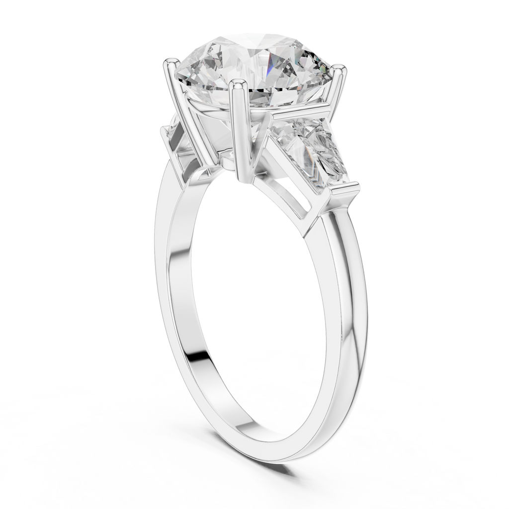 Round Cut Lab Diamond Three Stone Engagement Ring