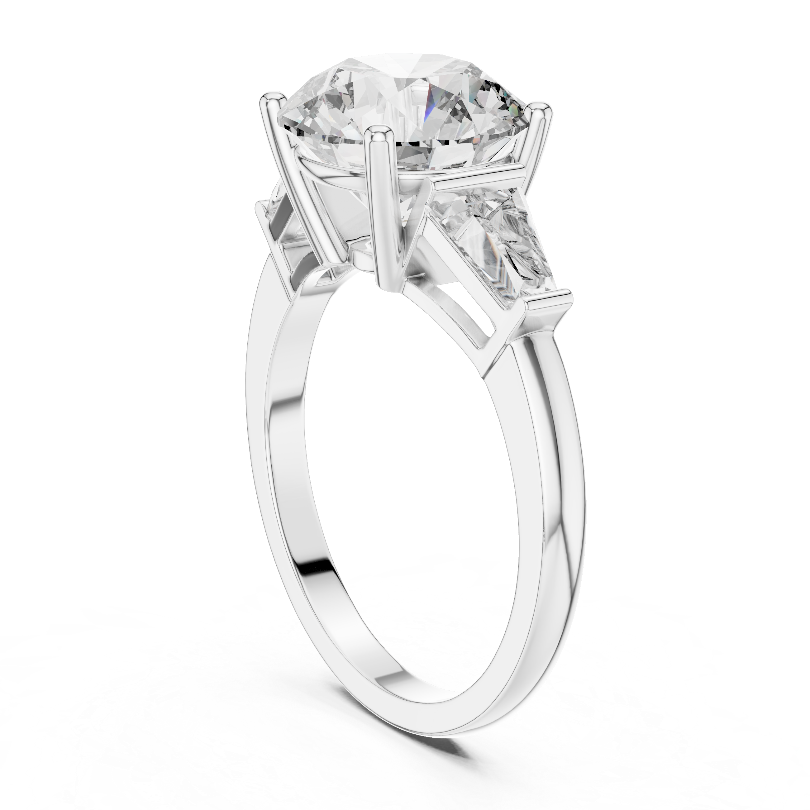 Round Cut Lab Diamond Three Stone Engagement Ring