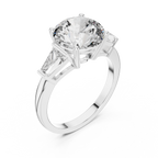 Round Cut Lab Diamond Three Stone Engagement Ring