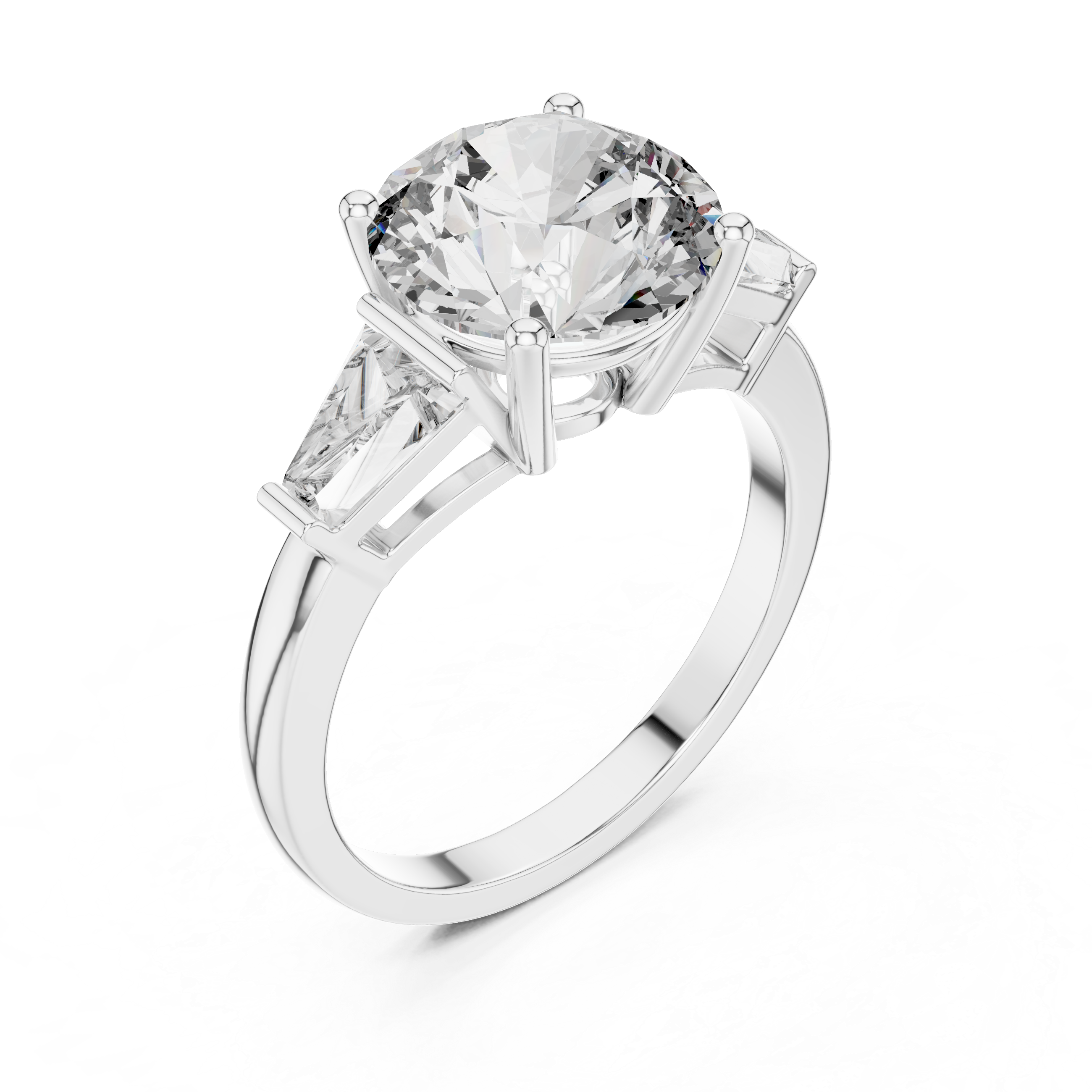 Round Cut Lab Diamond Three Stone Engagement Ring