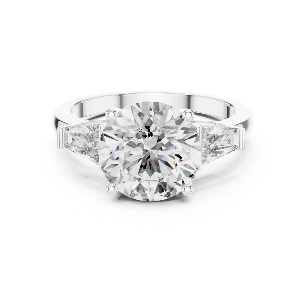 Round Cut Lab Diamond Three Stone Engagement Ring
