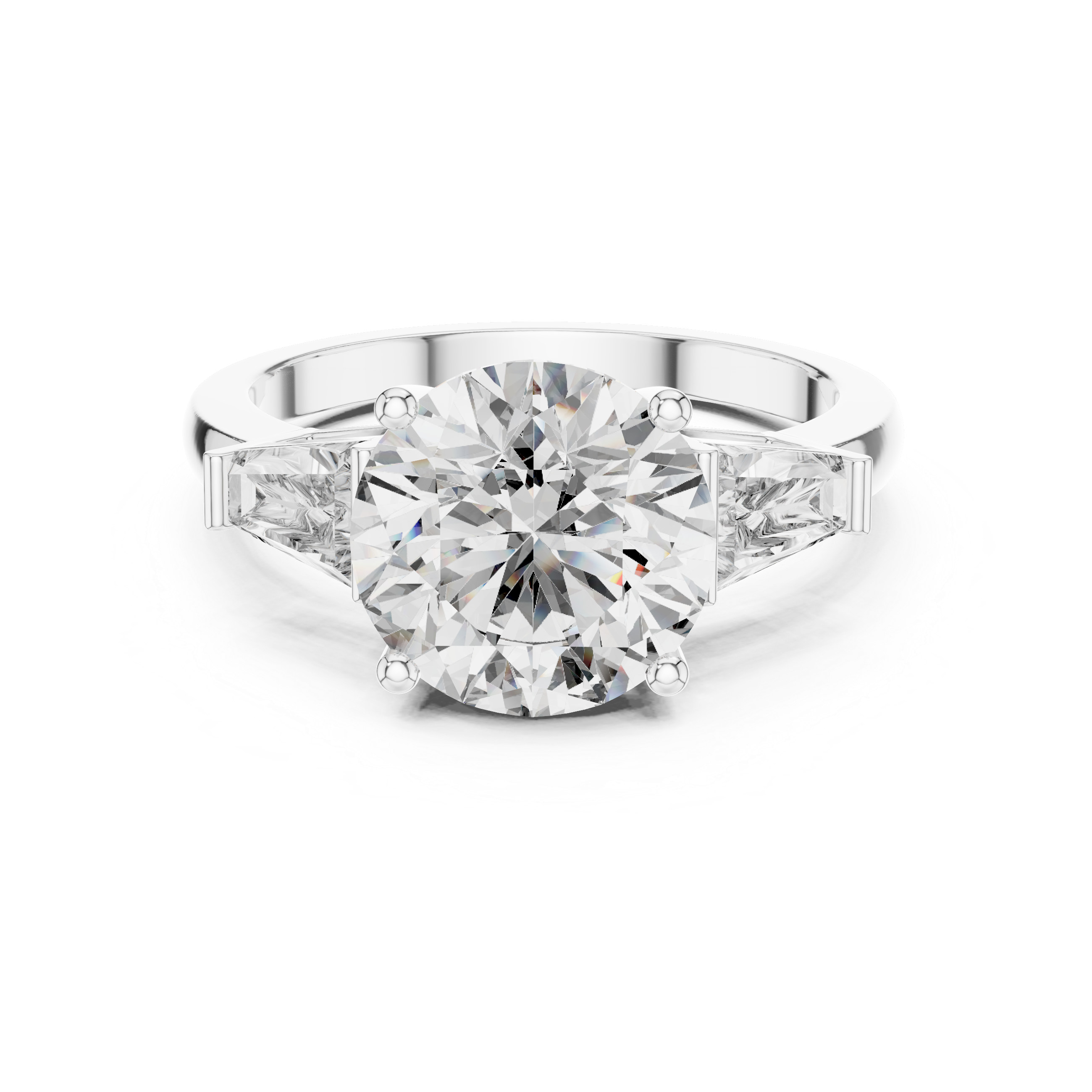 Round Cut Lab Diamond Three Stone Engagement Ring