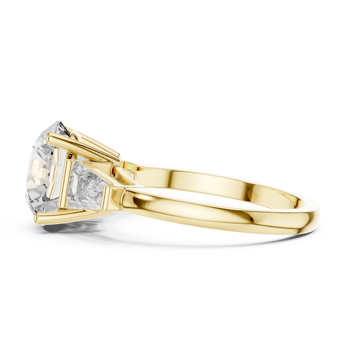 Round Cut Lab Diamond Three Stone Engagement Ring