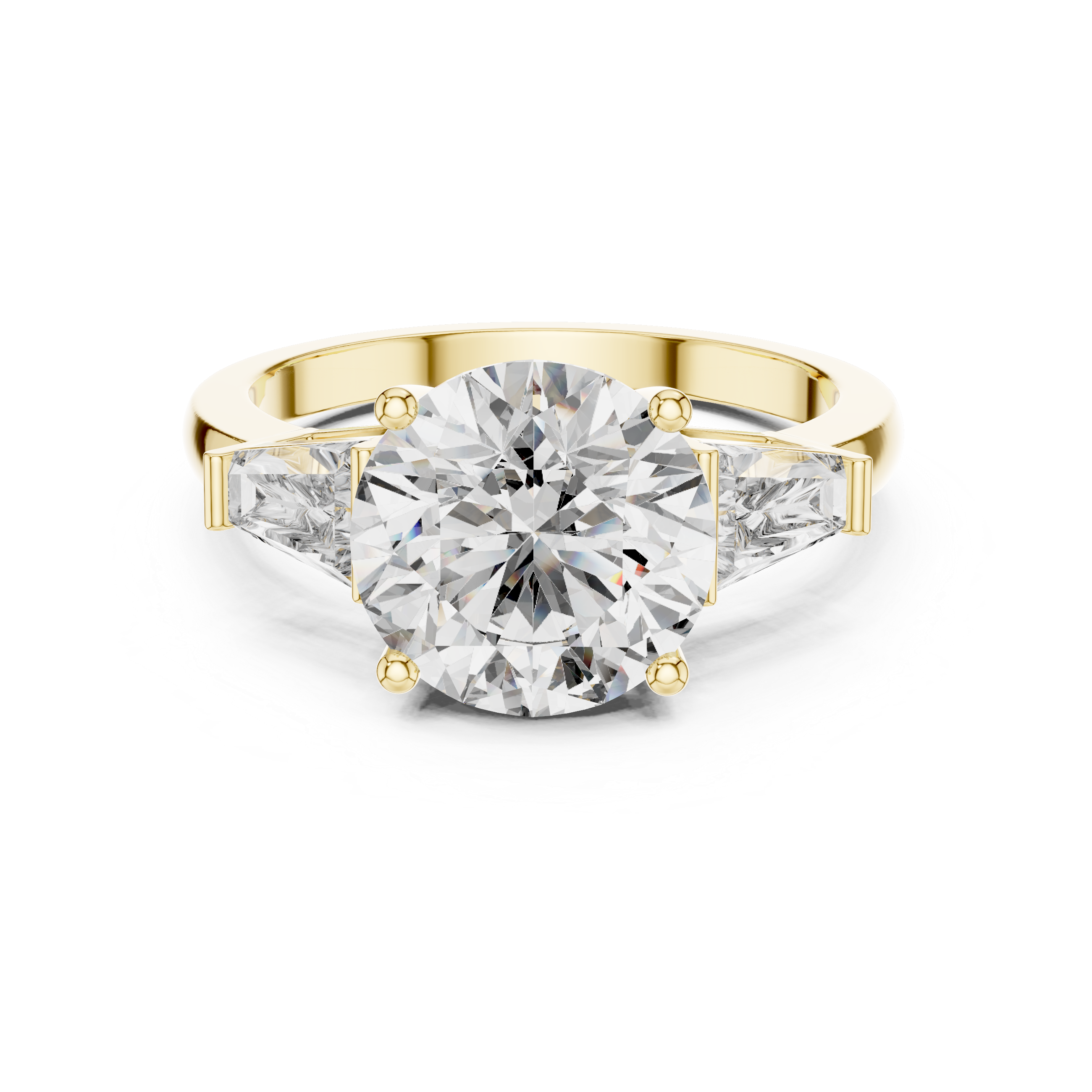 Round Cut Lab Diamond Three Stone Engagement Ring