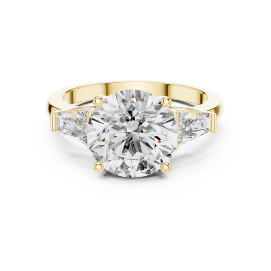 Round Cut Lab Diamond Three Stone Engagement Ring