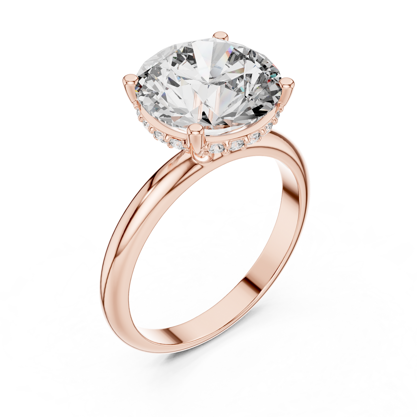 Round Cut Diamond Hidden Halo Engagement Ring