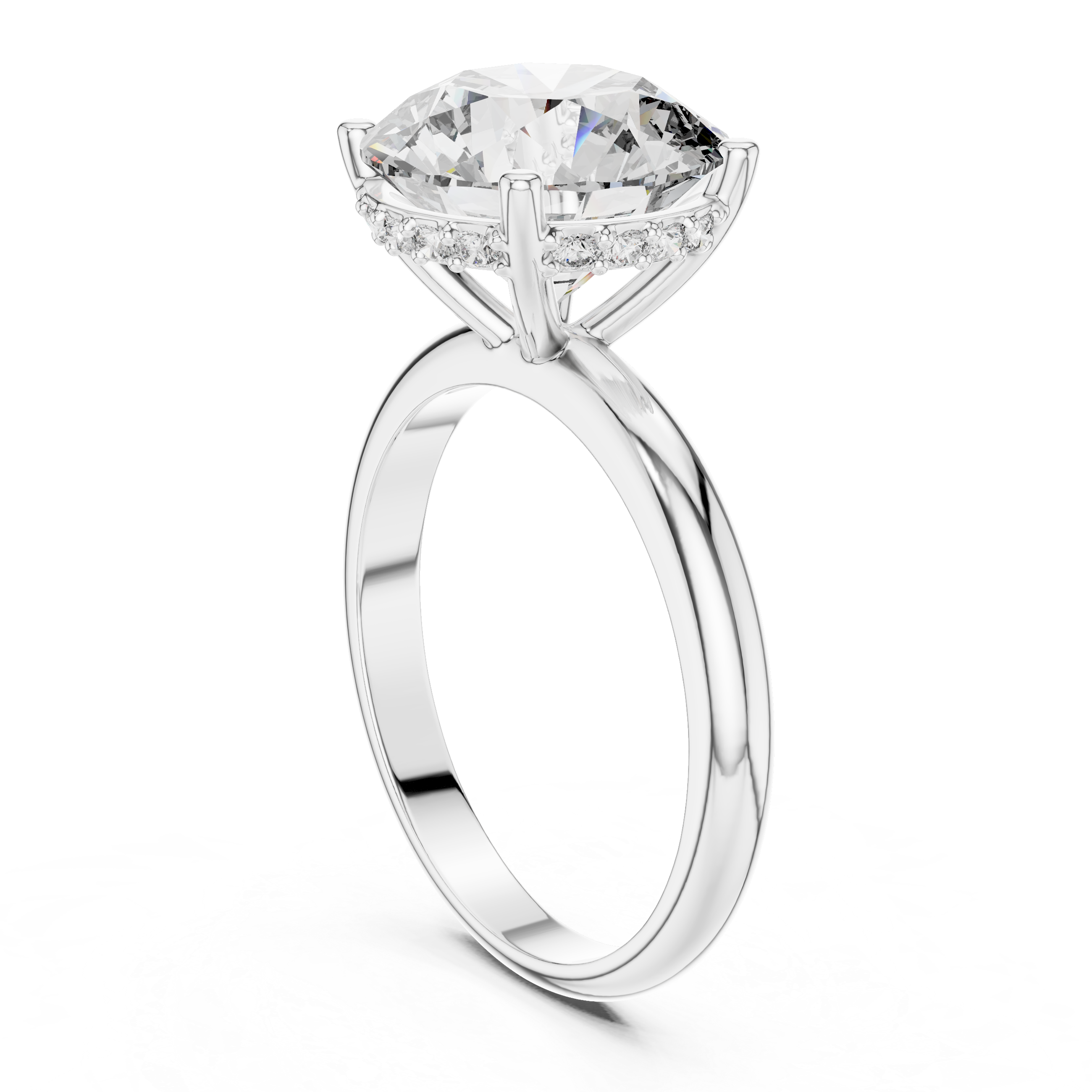 Round Cut Diamond Hidden Halo Engagement Ring