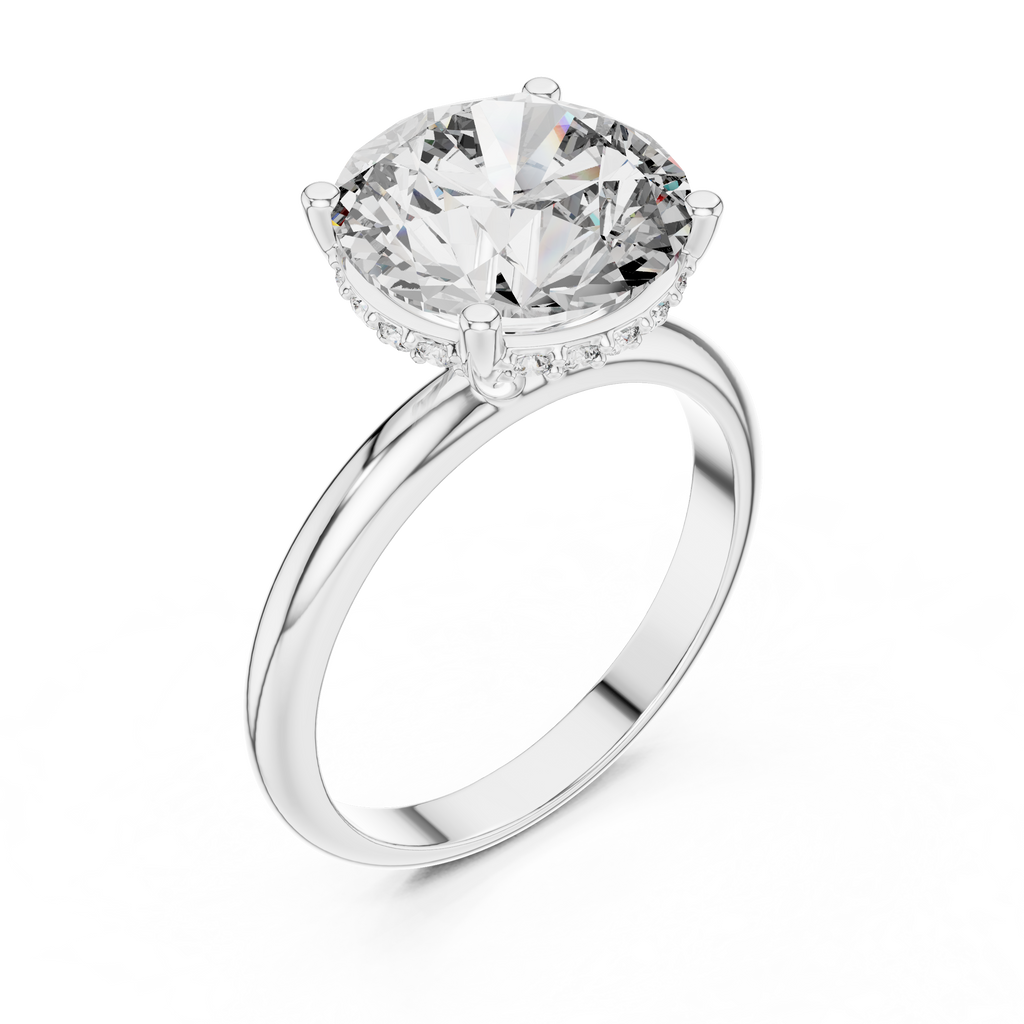 Round Cut Diamond Hidden Halo Engagement Ring