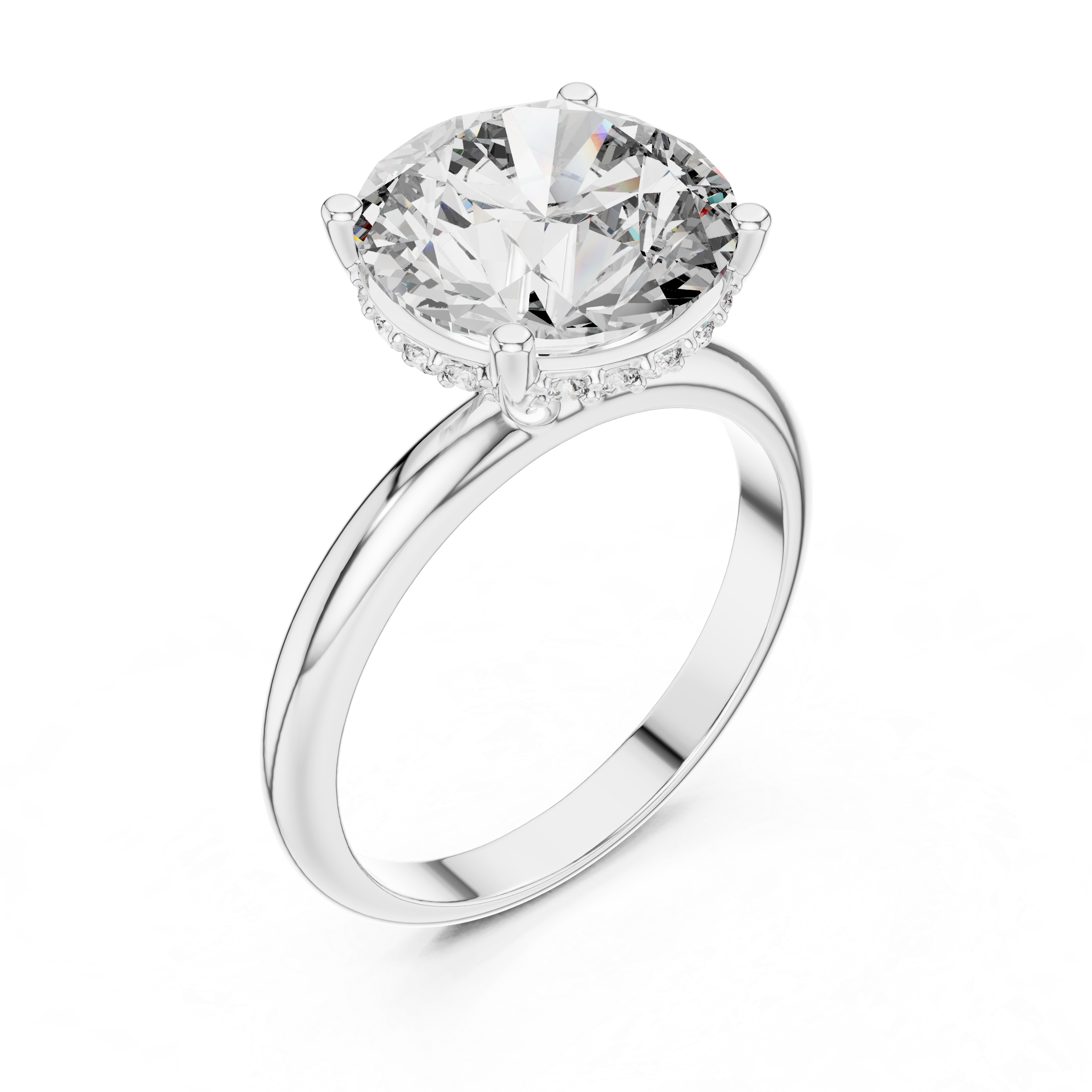 Round Cut Diamond Hidden Halo Engagement Ring