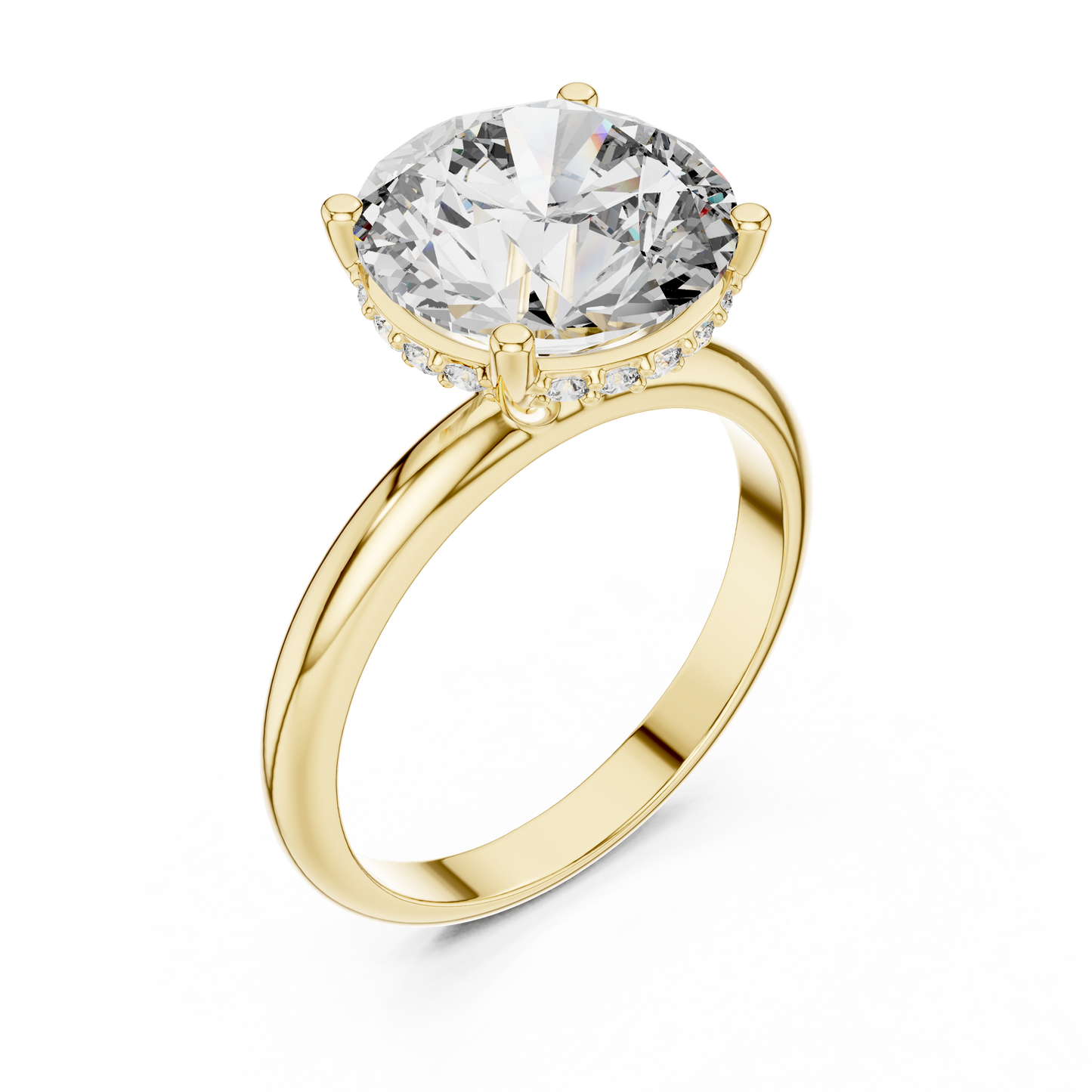 Round Cut Diamond Hidden Halo Engagement Ring