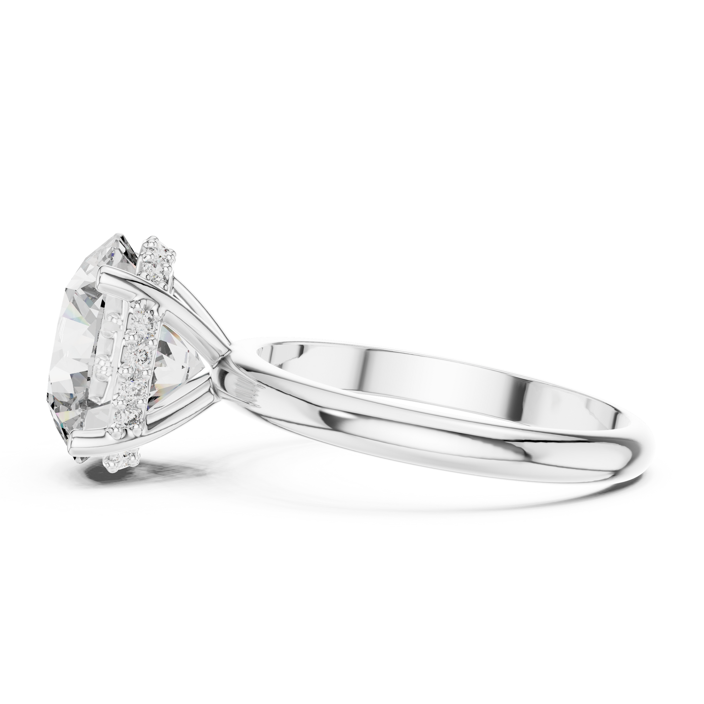 Round Cut Diamond Hidden Halo Engagement Ring