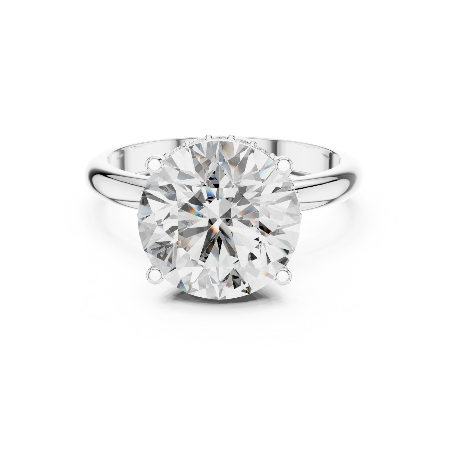 Round Cut Diamond Hidden Halo Engagement Ring