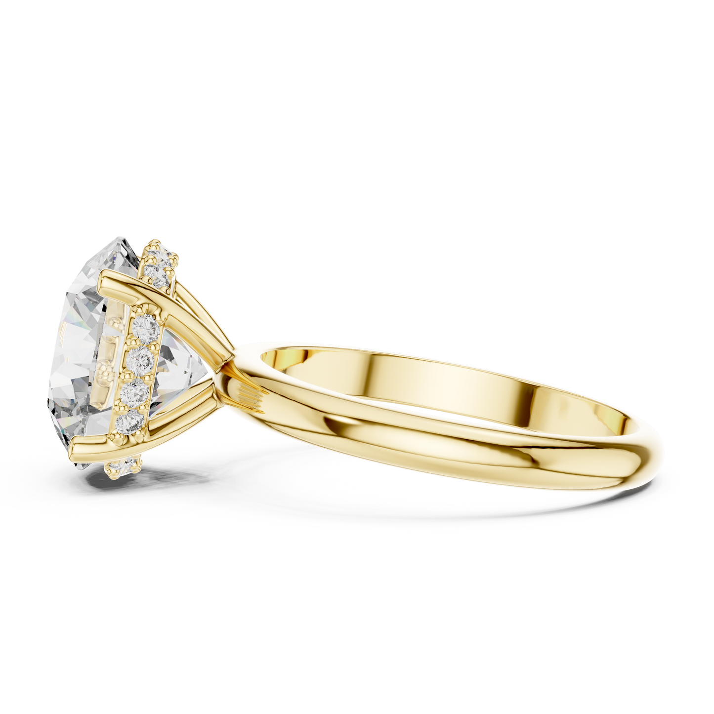 Round Cut Diamond Hidden Halo Engagement Ring