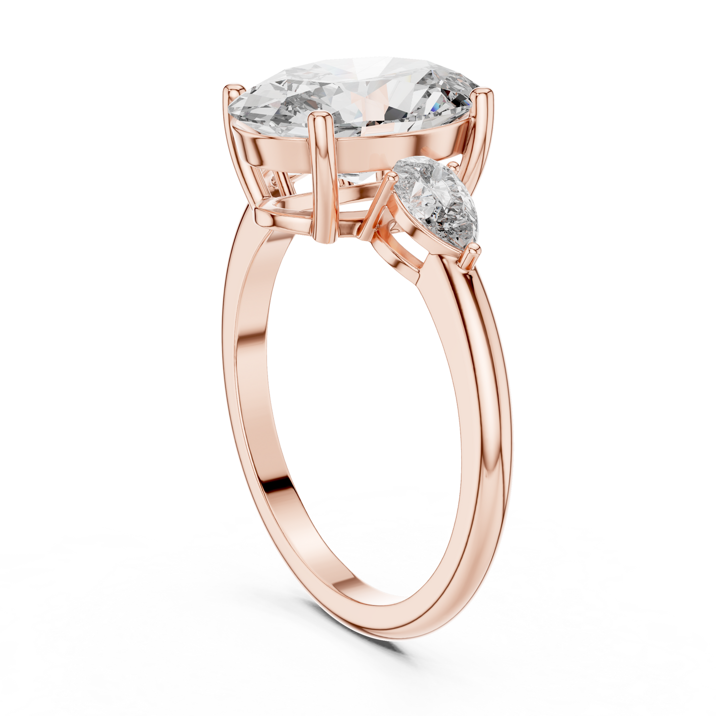 Oval Cut Lab Diamond Three Stone Engagement Ring