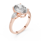Oval Cut Lab Diamond Three Stone Engagement Ring