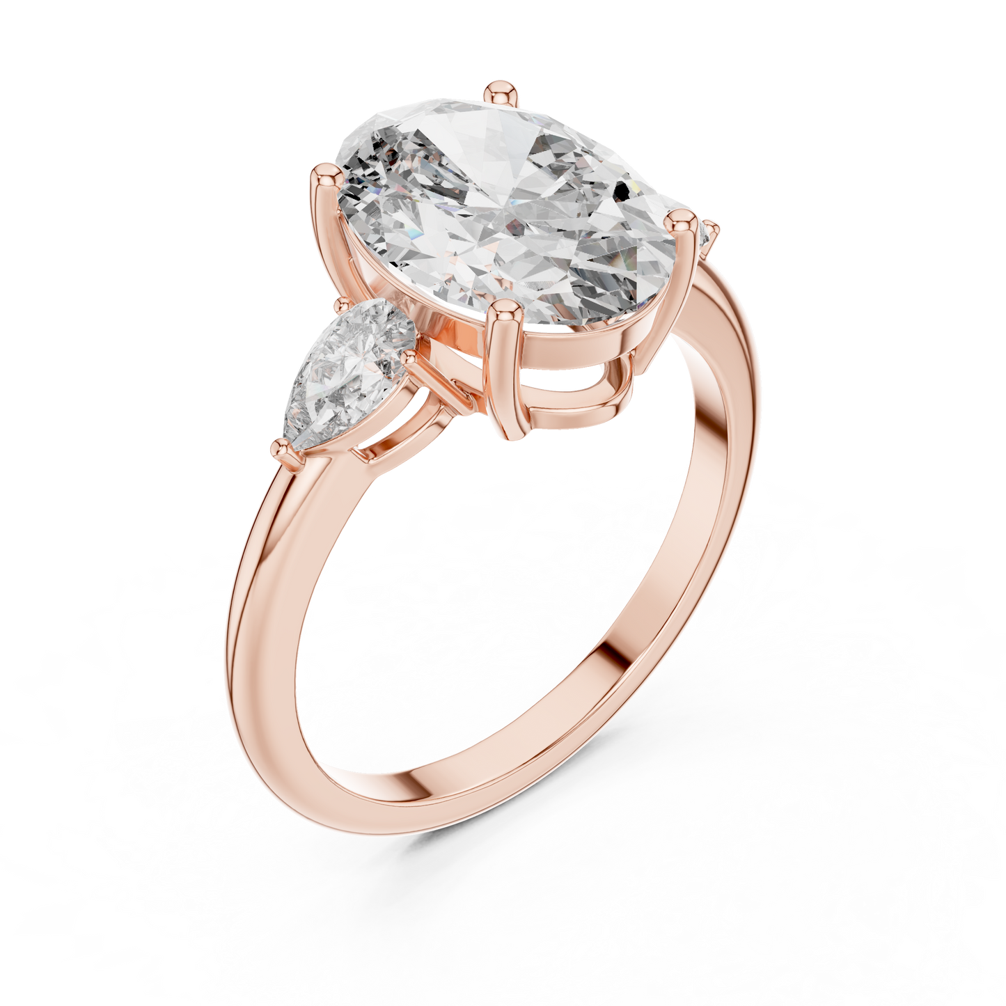 Oval Cut Lab Diamond Three Stone Engagement Ring