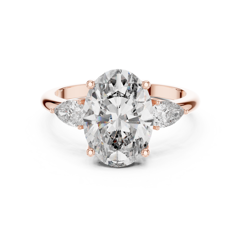Oval Cut Lab Diamond Three Stone Engagement Ring