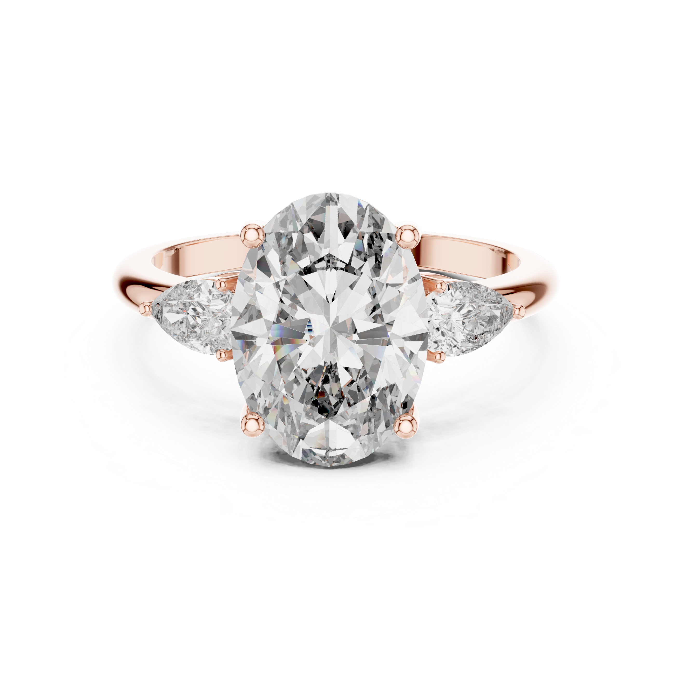 Oval Cut Lab Diamond Three Stone Engagement Ring