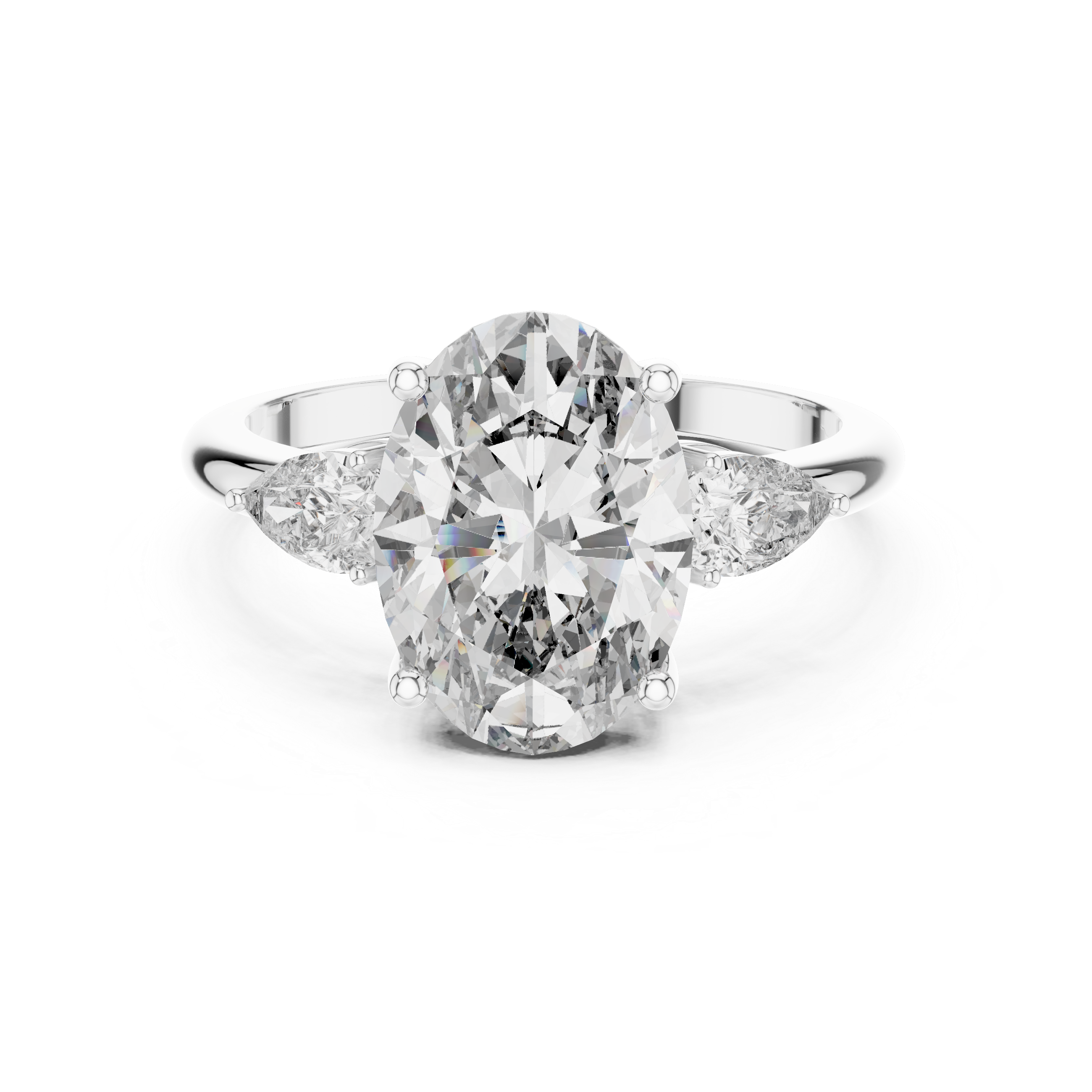 Oval Cut Lab Diamond Three Stone Engagement Ring