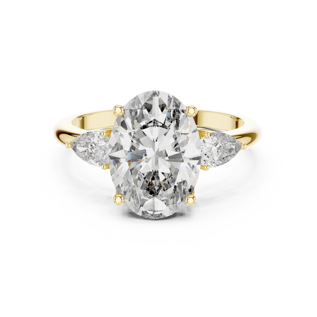 Oval Cut Lab Diamond Three Stone Engagement Ring