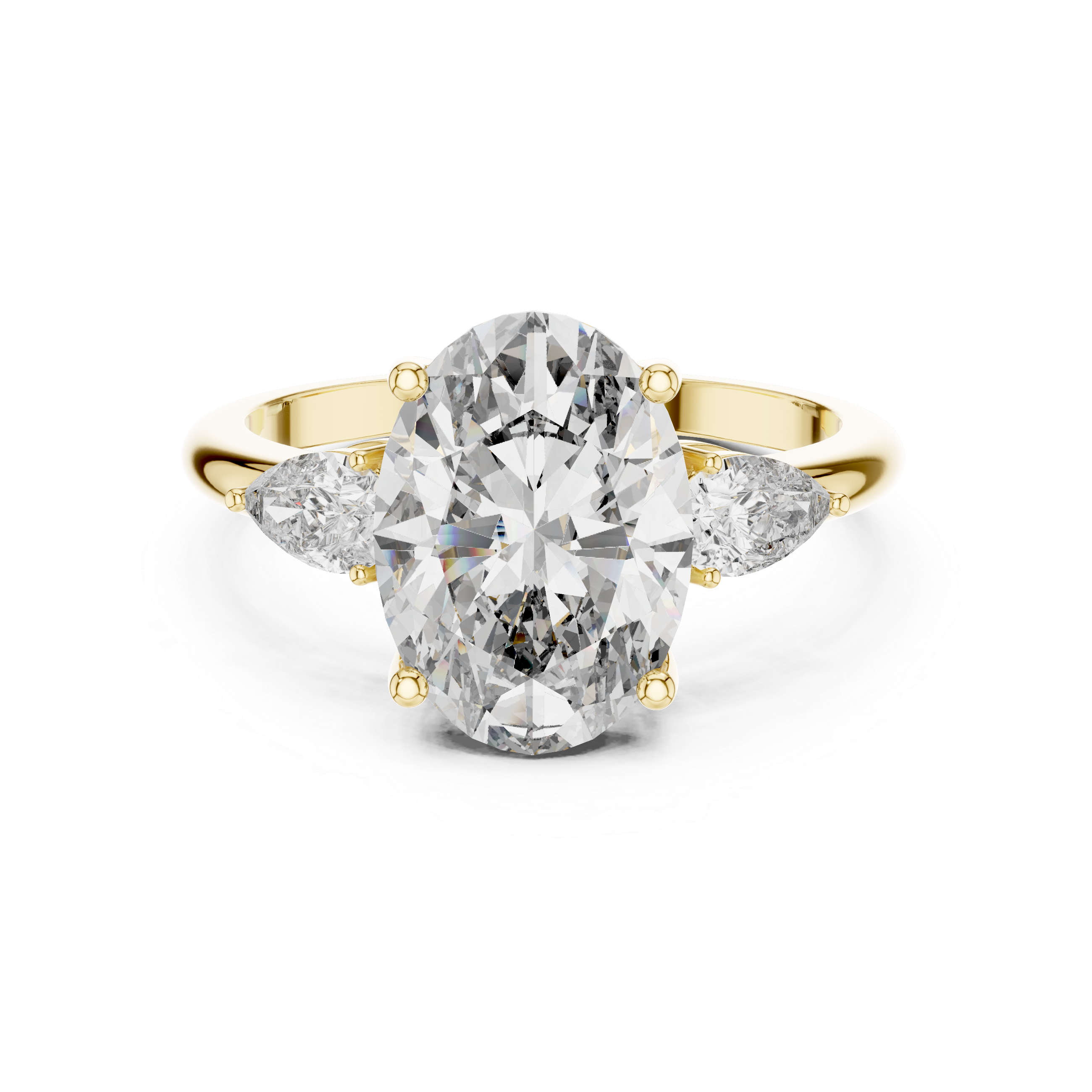 Oval Cut Lab Diamond Three Stone Engagement Ring