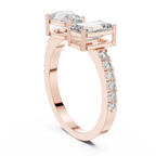 Pear and Emerald Cut Diamond Open Cuff Ring