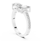 Pear and Emerald Cut Diamond Open Cuff Ring