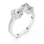 Pear and Emerald Cut Diamond Open Cuff Ring