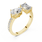 Pear and Emerald Cut Diamond Open Cuff Ring