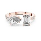 Pear and Emerald Cut Diamond Open Cuff Ring