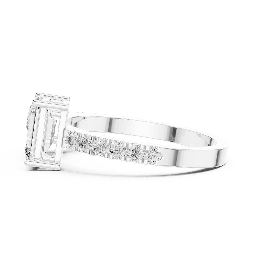 Pear and Emerald Cut Diamond Open Cuff Ring