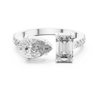 Pear and Emerald Cut Diamond Open Cuff Ring