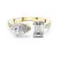 Pear and Emerald Cut Diamond Open Cuff Ring