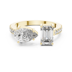 Pear and Emerald Cut Diamond Open Cuff Ring