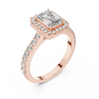 Emerald Diamond Engagement Ring With Halo Setting