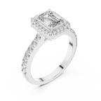 Emerald Diamond Engagement Ring With Halo Setting