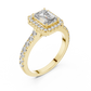Emerald Diamond Engagement Ring With Halo Setting