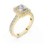 Emerald Diamond Engagement Ring With Halo Setting