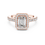 Emerald Diamond Engagement Ring With Halo Setting